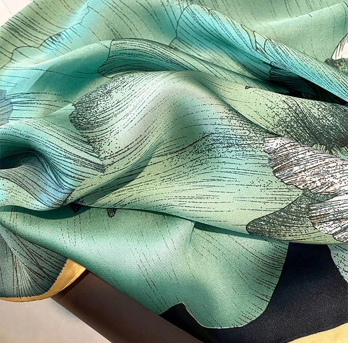 elegant women' large silk scarf as a gift 180x90 green