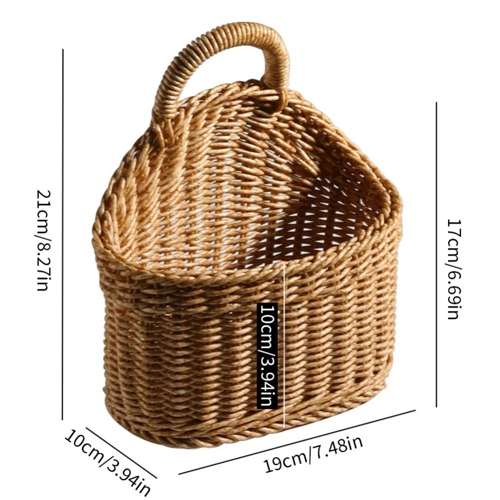 New Hand-woven Kitchen Storage Basket With Handle Woven Hanging Baskets For Fruit Sundries Organizer Plant Decoration Wall Baske