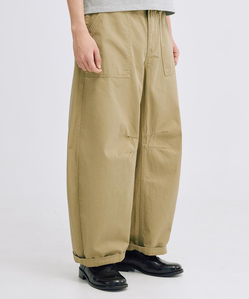TAKEASY Fatigue Barrel Cotton Pants (Beige)