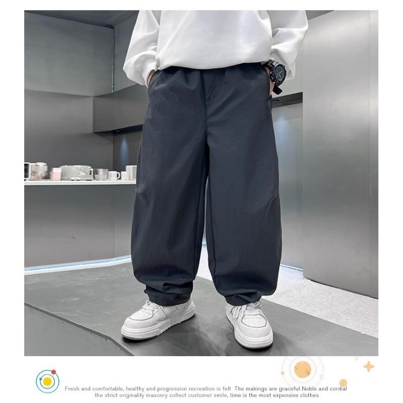 Boys Straight Loose Solid Color Casual Long Work Pants For Big Boys
