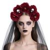 Black Flower & Skeleton Hair Bands Halloween Party Style Hair Hoops for Women Girls Halloween Masquerade Party