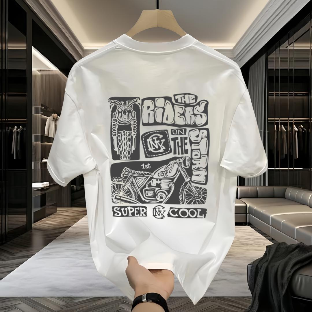 

High-quality Short-sleeved T-shirt Summer New Printed Pocket Loose Casual Versatile Crew Neck Men s and Women s Same Top 4XL