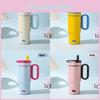 Modern Letter Design Insulated Travel Mug With Lid And Straw For Office Outdoors