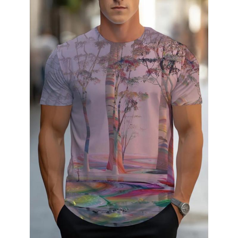 T-shirt da uomo a maniche corte con girocollo e stampa 3D, taglie forti, T-shirt casual estiva