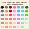 BetterJonny 3mm Glass Seed Beads, Round Seeds, 41 Colors, Approx. 10,250 Pieces/Box, DIY Accessory Kit Supplies for Crafts and Jewelry Making