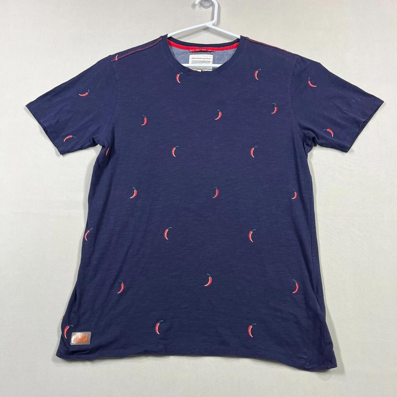 

A Fish Named Fred Crew Neck Blue Cotton Casual Tee T Shirt Mens Small S Chilli 2XL