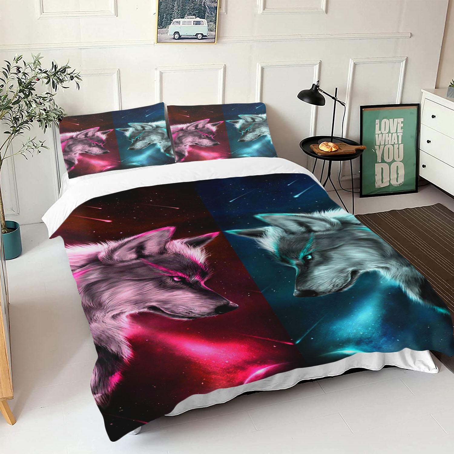 

Мультяшный Детский Животный Волк Комплект Постельного Белья Пододеяльник Декор Удобные Комплекты Дышащее Постельное Белье для Подростка 90x200cm