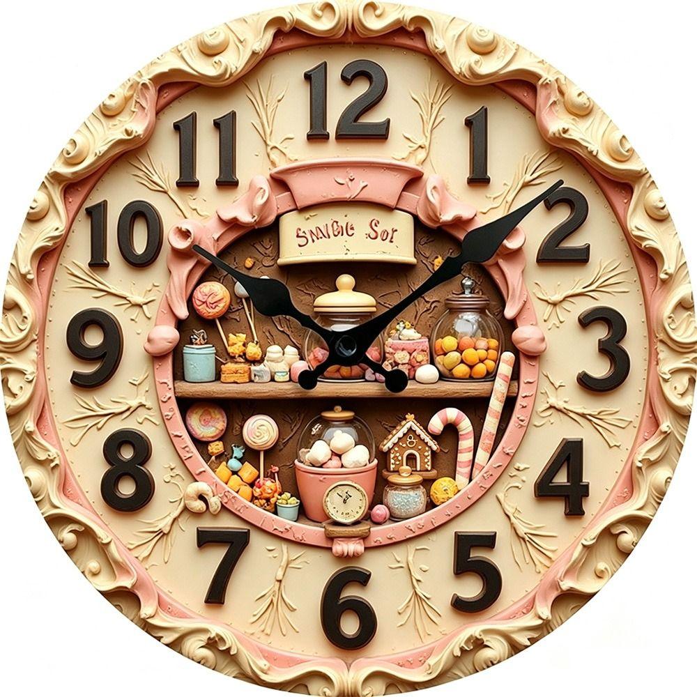Wood Dessert Theme Wall Clock Silent Sweep Movement Silent Wooden Wall Clock Living Room Decor