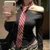 Adjustable Red Stripe Design Tie Belt Unisex Waist Accessory Necktie Style Belt Fashion Accessory