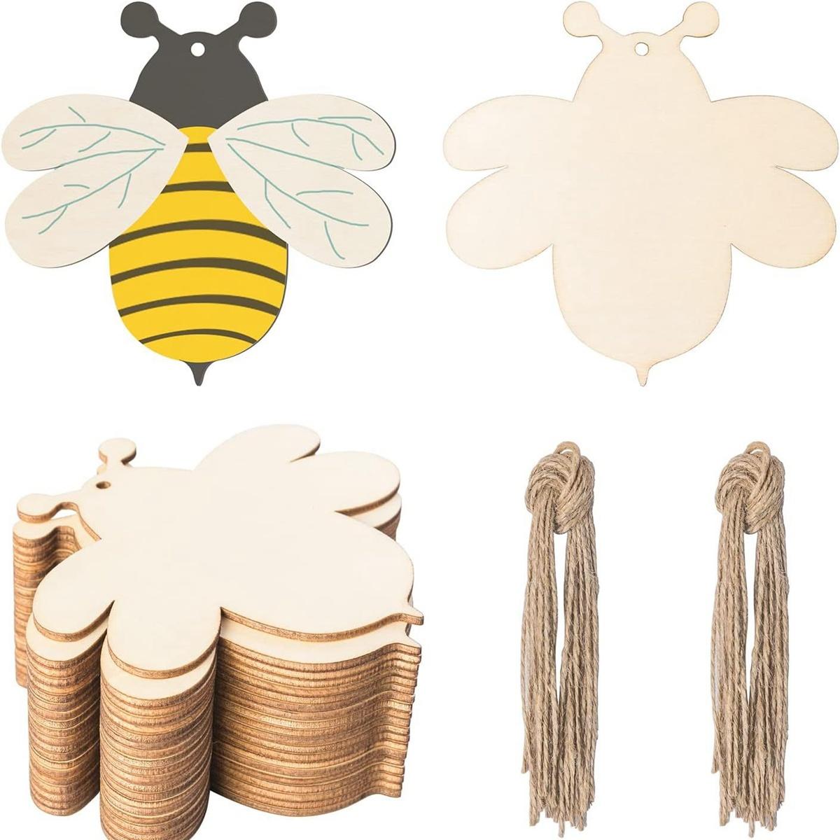 

10 шт. Деревянное подвесное украшение в виде пчелы, сделай сам, картина, деревянные поделки для детей, украшение стола на день рождения в стиле пчелы, сделай сам, поделки