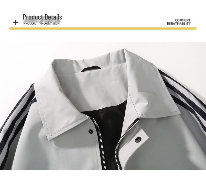 Veste tendance style coréen à revers trois rayures: Vêtements d'extérieur décontractés, coupe-vent et résistants à l'usure pour le printemps et l'automne