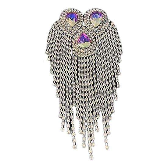 Fringe Rhinestone Epaulette Waterdrop Shoulder Epaulette Sparkling Tassel Epaulet Accessory for Costume Party Stage Performance