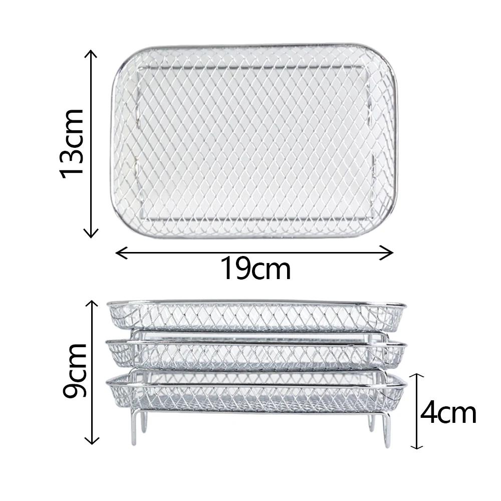 Griglia a 3 Livelli per Friggitrice ad Aria Impilabile Griglia per Grigliatura Acciaio Inossidabile Anticorrosione per Cucina di Casa Forno Vaporella Pentola Gadget