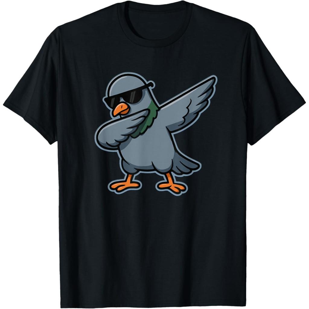 Dabbing Pigeon Sunglasses Funny Pun Humor T Shirt Unisex Women Cotton Humor Streetwear Christmas Short Sleeve Unisex Loose Clothing