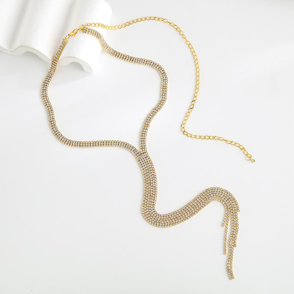 

Двухслойное ожерелье Модное длинное ожерелье-кисточка Премиальный стиль Повседневное Сто ожерелье-цепочка на ключицу золотой