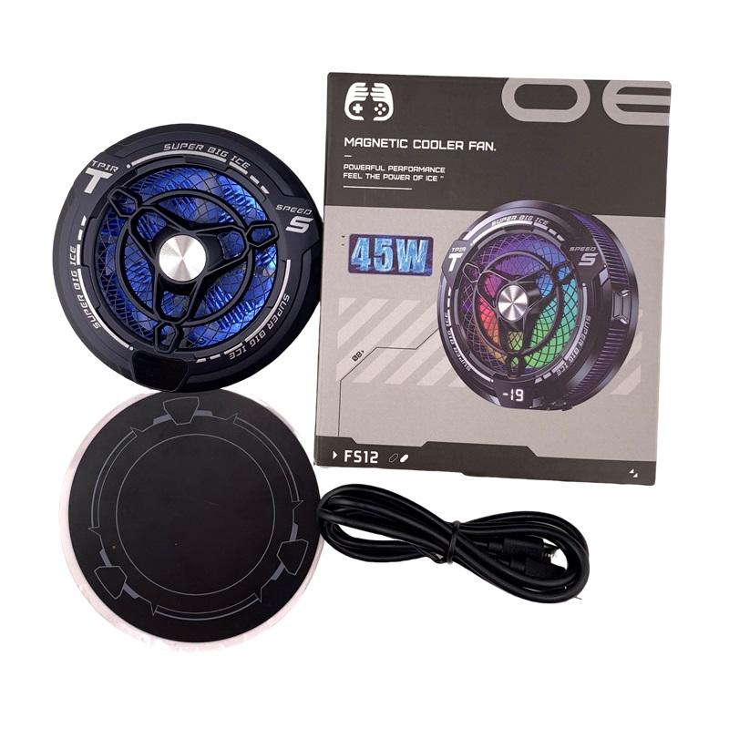 FS12 45W Semiconductor Tablet Cooler Large Area Powerful Cooling Magnetic RGB Phone Cooler for Pad/Gaming Phones with Lights
