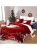3pcs Christmas Themed Duvet Cover Set (1*Duvet Cover + 2*Pillowcase Without Core)- Zip ClosureWith Santa Claus Reindeer
