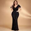 Plus-Size Foreign Trade Long Dress, New European and American Style Sequin Dress, Evening Gown for Parties