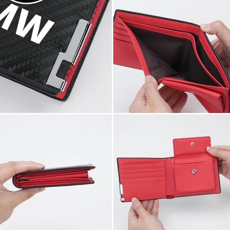 BAGD7 Car Sticker Men Wallet Carbon Fiber Coins ID Credit Card Holder License Passport Bag Gift For BMW 1 2 3 4 5 7 Series X1 X2 X3 X4