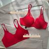 Birthday Red Wedding Bridal Underwear Traceless Autumn and Winter Gathering Angola Red Big Red Steel Rim Comfortable Bra
