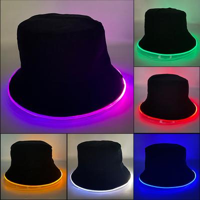 Night Club Dancing Party Performance LED Luminous Bucket Hat Colorful Neon Light Fishermen Caps Man Woman Glow Party Decor