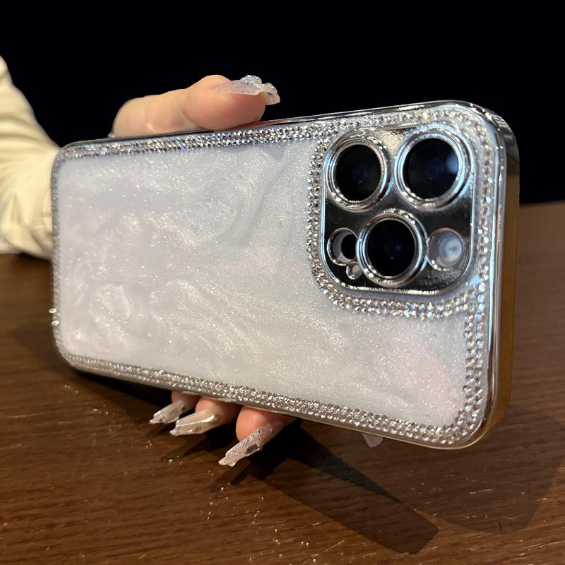 

Plating Bling Quicksand Shell Texture Diamonds Case For For Iphone 16 15 14 13 12 11 Pro Max Plus Sparkling Rhinestone Soft Cover iPhone 11