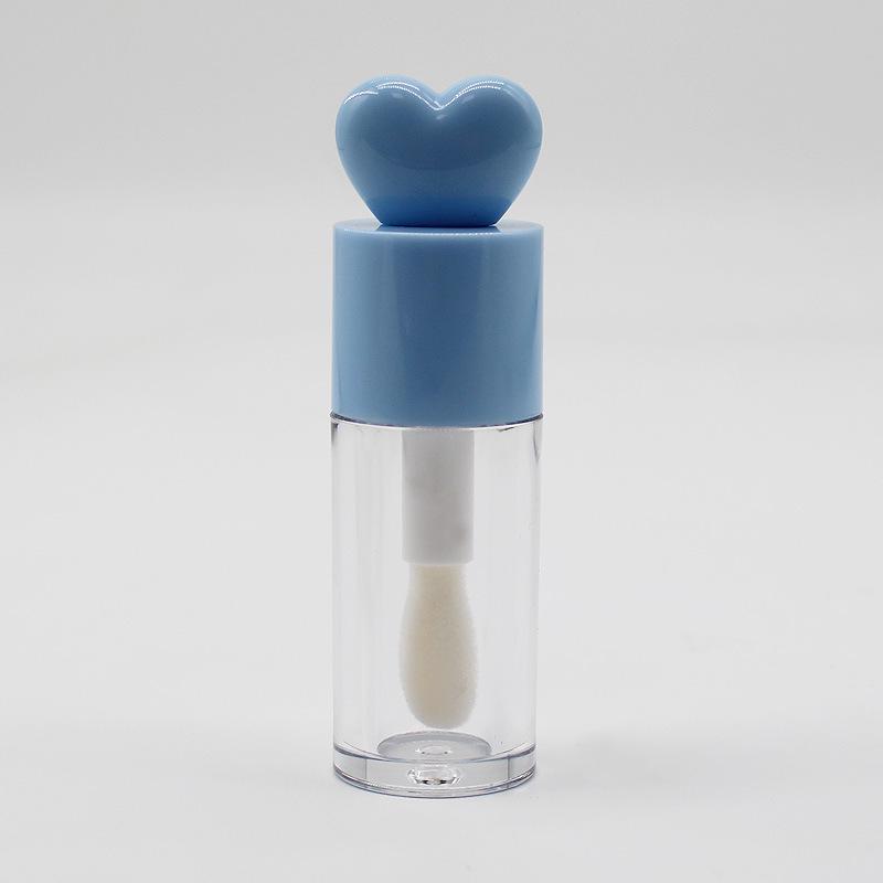 Tube de gloss à lèvres en forme de cœur, 4 ml - Flacon à rouge à lèvres sphérique transparent pour transvaser le baume à lèvres