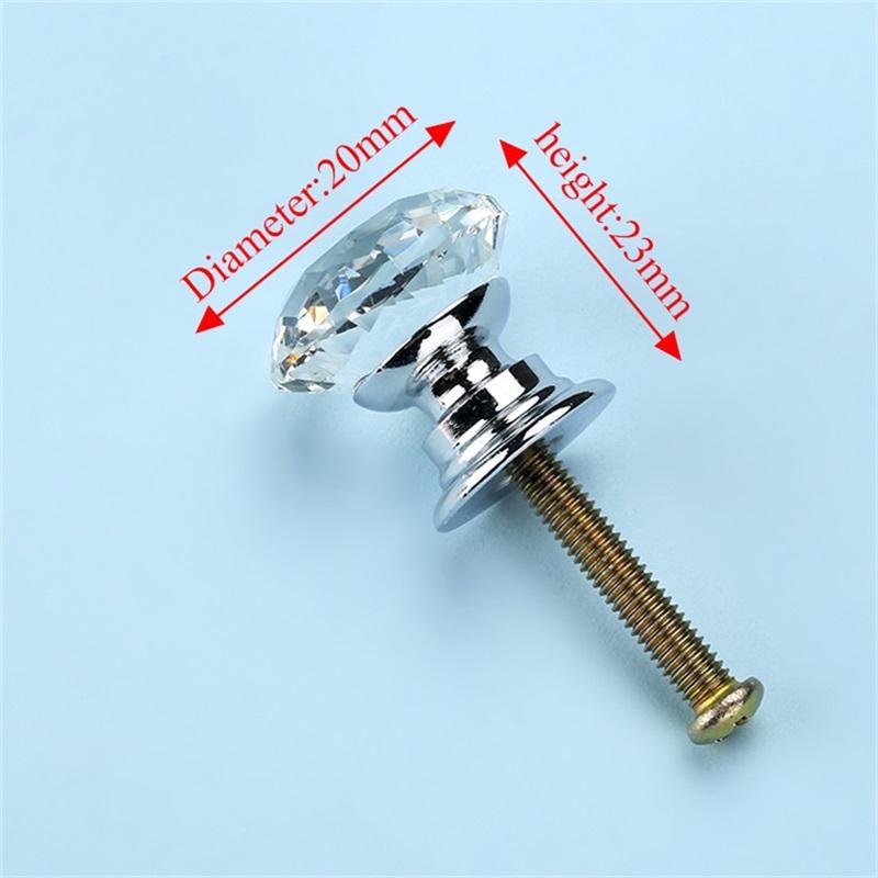 NAIERDI 20mm 30mm Diamond Crystal Glass Knobs Cupboard Pulls Drawer Knobs Kitchen Cabinet Handles Modern Style Furniture Pulls