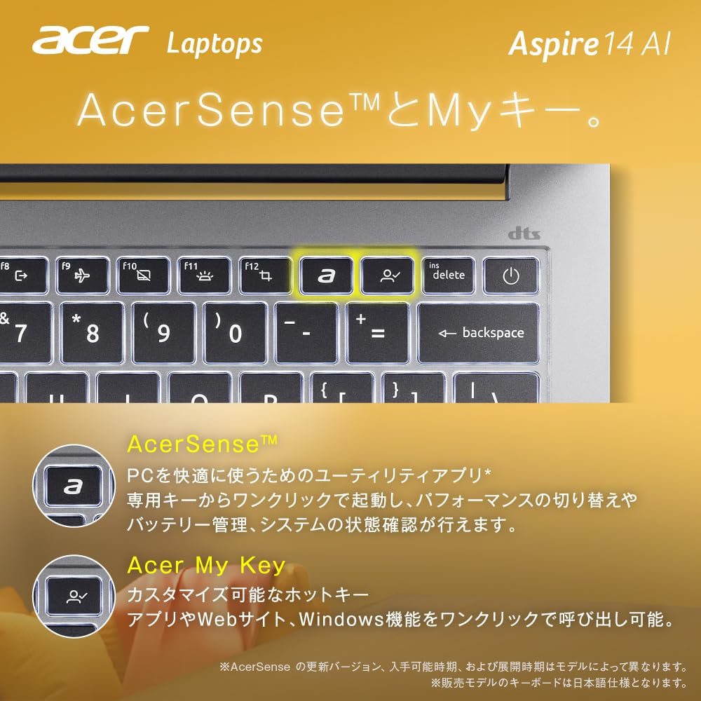 Acer Aspire 14 AI WUXGA Matte AMD Ryzen AI 5 120Hz IPS 16GB 512GB Aluminum Battery Sliding WiFi Japanese Keyboard Monitor, 14-inch, 1610 IPS, 340,