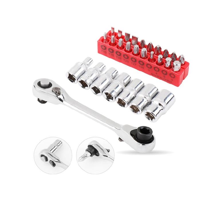 Practical 1/4 Inch Quick Release Wrench Spanner Dual for Head Ratchet Wrench for