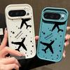 Airplane Stars Pattern Matte TPU Case For Google Pixel 9 Pro XL 8A 8 Pro 7A Shockproof Soft Silicone Lens Protection Phone Cover