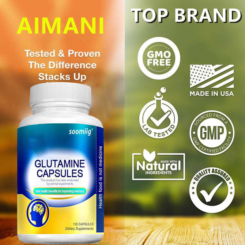 Glutamine & Vitamin Capsules: Enhance Cognitive Performance, Promote Brain Health - 120 Capsules