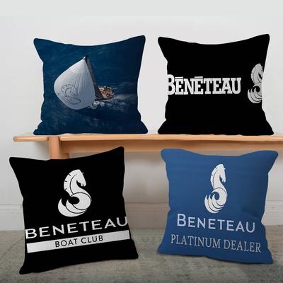 B-BENETEAU Logo Poszewki na Poduszki Kreskówka Sofa Dekoracyjne Dom Dwustronny Druk Krótki Plusz Urocza Poszewka na Poduszkę