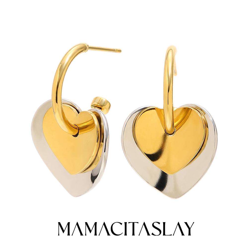 

MamacitaSlay 316L Stainless Steel Heart Mixed Color Earrings 18K Gold Plated Waterproof Jewelry Women s Elegant Earrings Gifts