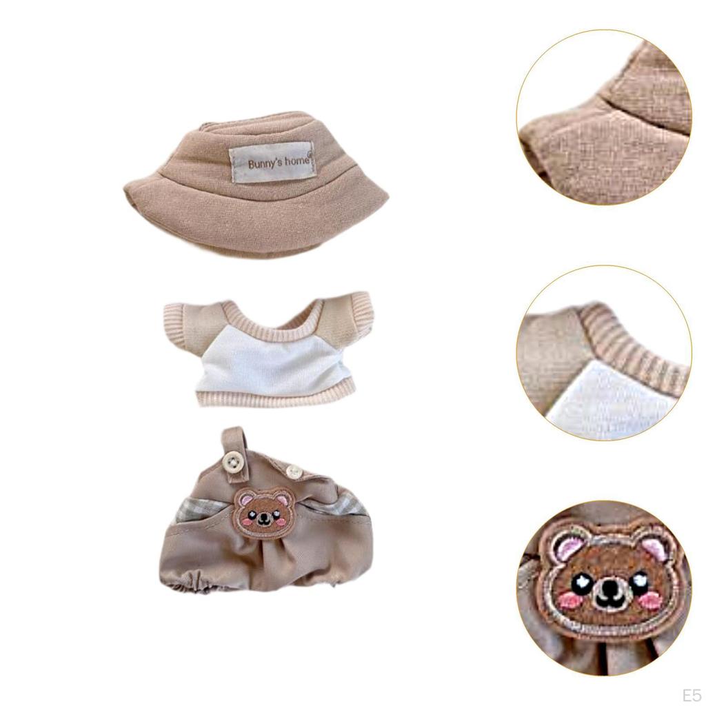 3 Pieces Plush Doll Outfit Make Your Own Dolls with Cap Dress up suits for 17cm