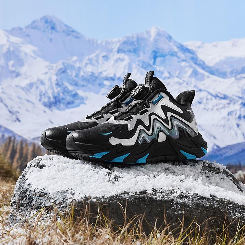 Anta Childrens Summit Thickened Warm Non-Slip Durable Low-Top Casual Shoes Kids Casual Shoes Black Silver 312446917N-1