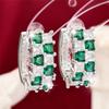 Cute Female White Green Zircon Stone Hoop Earrings Vintage Fashion Silver Color Wedding  For Women