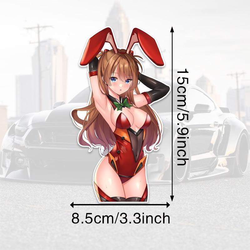 DM84#8.5x15cm Cute Anime Girl With Red Rabbit Ears Vinyl Car Sticker  Waterproof Vinyl Decal Car Accessories Decor