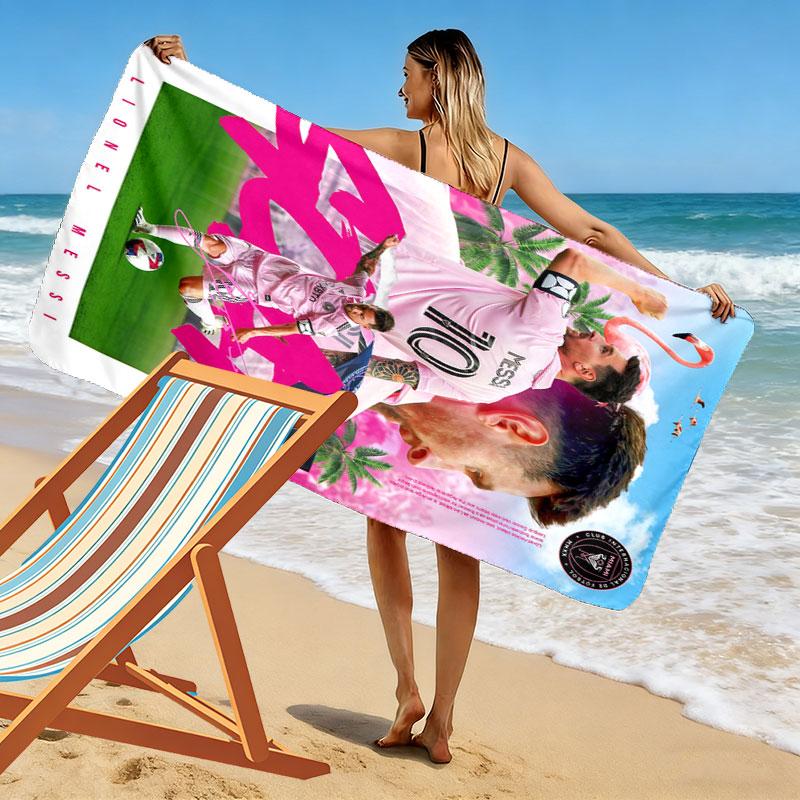 Asciugamano da Spiaggia Stampa Messi Supremacy, Asciugamano Grande Morbido Asciugatura Rapida per Spiaggia Campeggio Nuoto