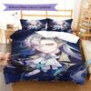 Ropa de Cama con Patrón de Genshin, Juego de Colcha Funda de Colcha Funda de Almohada Regalo de Cumpleaños para el Hogar (1 * funda nórdica + 2 * fundas de almohada, sin núcleo)