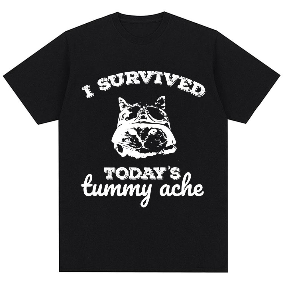 Thousand Yard Stare Cat Funny Meme T-shirt Humor Style Vintage High Quality T Shirt Men Women Oversized Casual Cotton Streetwear