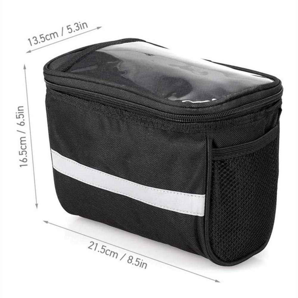 Domen Bicycle Front Handlebar Bag Outdoor Bike Reflective Strap Touchable Phone Pouch Bicycle Riding Bag Bike Front Tube Basket