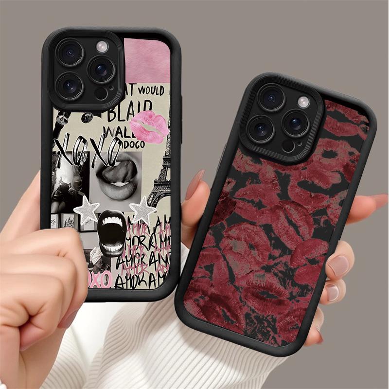 Fashion Creative Lip Print Phone Case For Iphone 17 16 15 14 13 12 11 Pro Max 17 Air 16E 15 Plus Iphone17 Shockproof Matte Cover