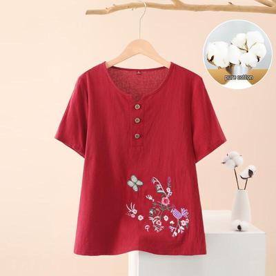 Yuzhaolin Women's Pure Cotton Short Sleeve Summer Blouse