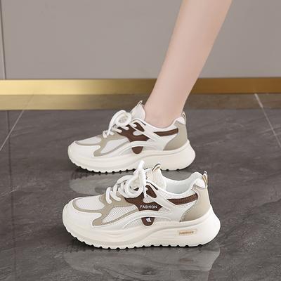 Mode CRLAYDK Mode Baskets à plateforme pour femmes Chunky Marche Lacets Maille Confortable Chaussures de papa Entraînement Sport Shopping Décontracté Tennis