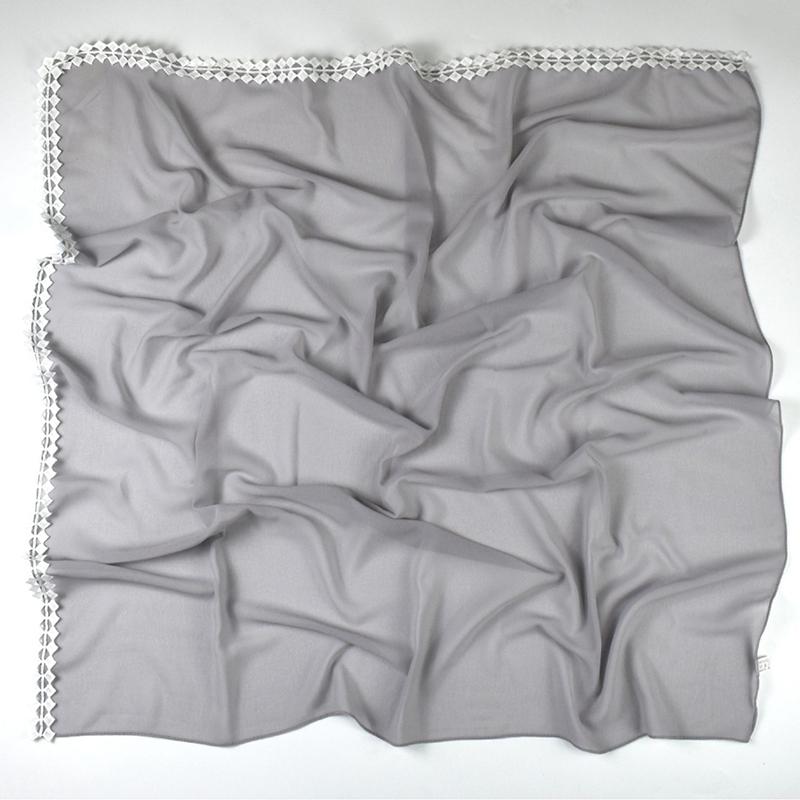 Muslim Chiffon Hijab Scarf for Women Lady Lace Trim Solid Square Head Wrap Shawl Female Jersey Hijabs Scarves Islamic Turban