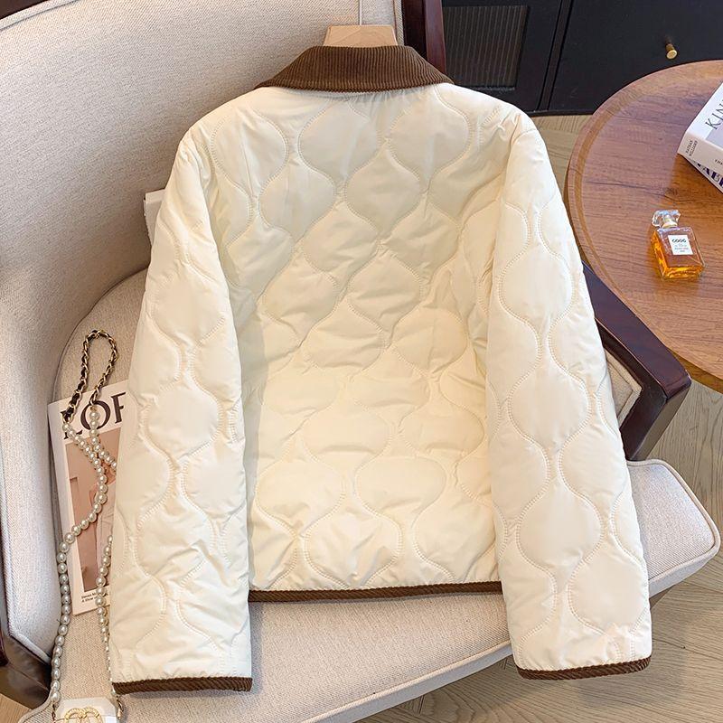 Cute Bear Embroidery and Stylish Contrasting Collar On Women's Cotton Jacket, Keeping You Warm and Trendy In Winter