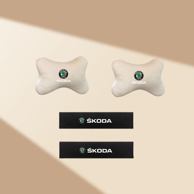 LQLT3 Car Neck Headrest Pillow Car Seat Neck Pillow Head Neck Support for Skoda Octavia RAPID Superb Fabia Kodiaq Kamiq Karoq Auto