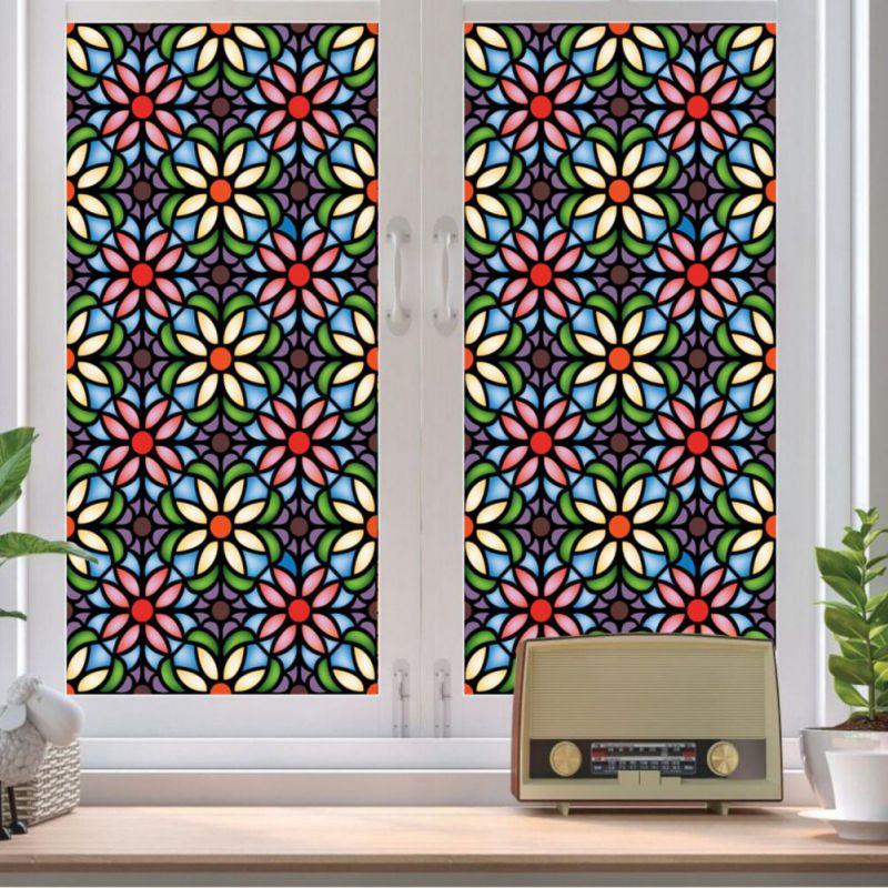 Naklejki dekoracyjne na okno ze szkła z efektem tęczy Naklejki retro