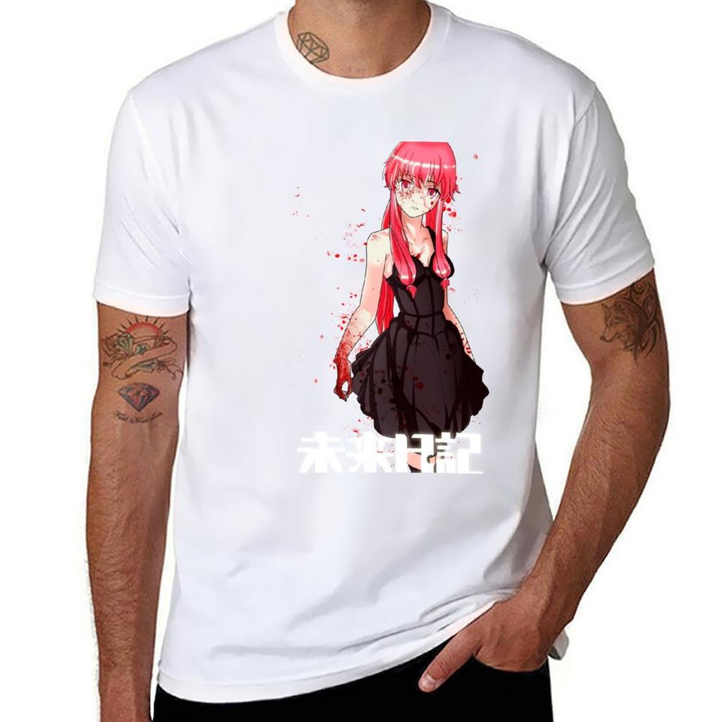 Mirai Nikki Tshirt Korean Fashion Aesthetic Clothes Animal Prinfor Boys Blacks Slim Fit T Shirts for Men
